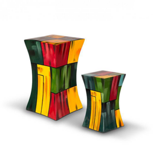 Glasfiber urn - Groen, geel en rood (meerdere maten).