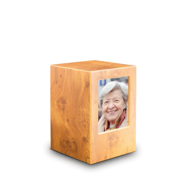 MDF Urn - Lichtbruin met fotolijst (Groot)