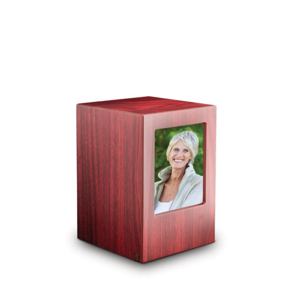 MDF Urn - Rood met fotolijst (Groot)