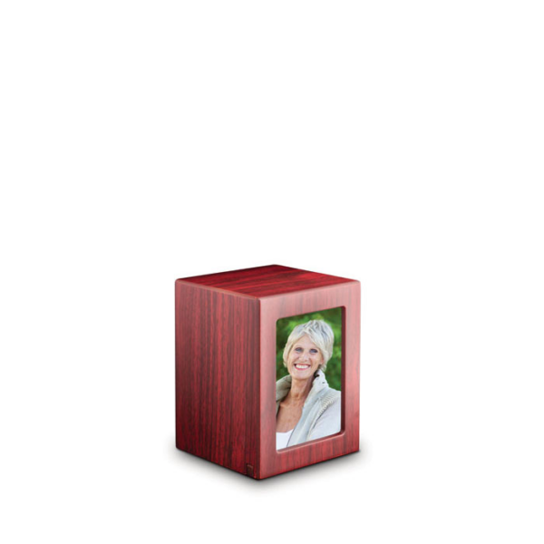 MDF Urn - Rood met fotolijst (Middel)