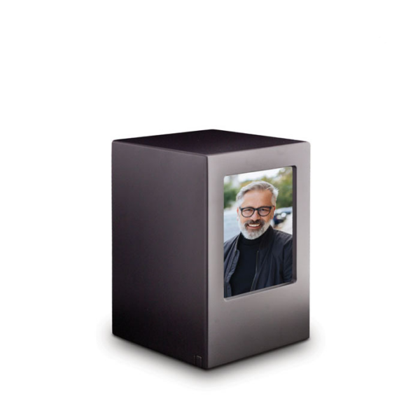 MDF Urn - Grijs met Fotolijst (Groot)