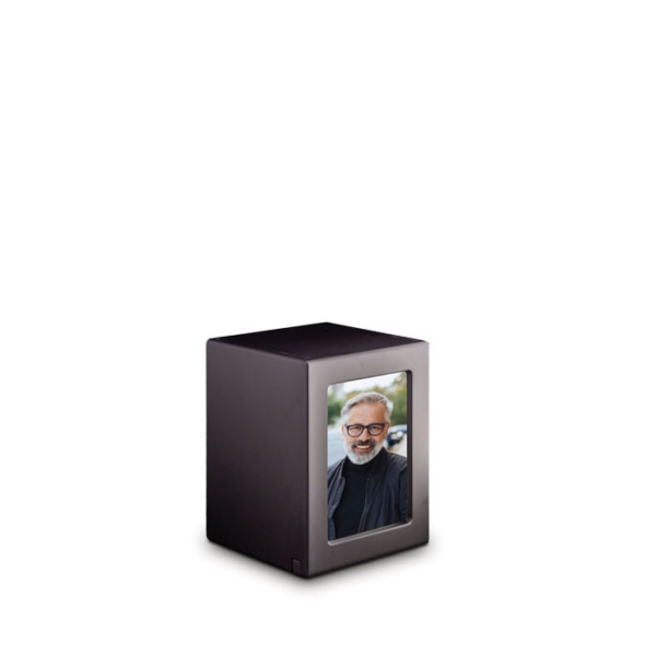 MDF Urn - Grijs met Fotolijst (Middel)